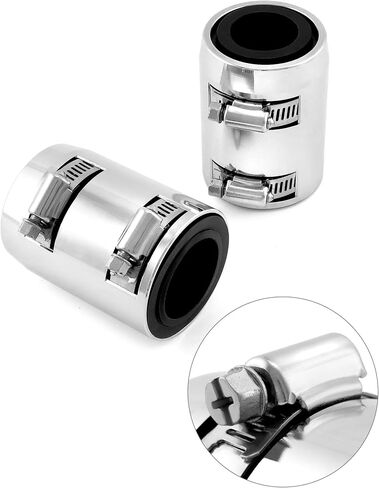 QWORK Universal 24-Inch Flexible Stainless Steel Radiator Hose Kit with Polished Aluminum Ends and Rubber Sleeves – Compatible with 1-1/4" Neck in Saudi Arabia