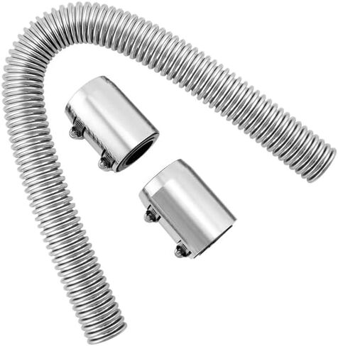 QWORK Universal 24-Inch Flexible Stainless Steel Radiator Hose Kit with Polished Aluminum Ends and Rubber Sleeves – Compatible with 1-1/4" Neck in Saudi Arabia
