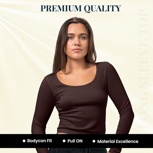 2 Pack Stretch Long Sleeve Workout Tops for Women, Ribbed Scoop Neck Yoga Shirts (Available in Plus) in Saudi Arabia