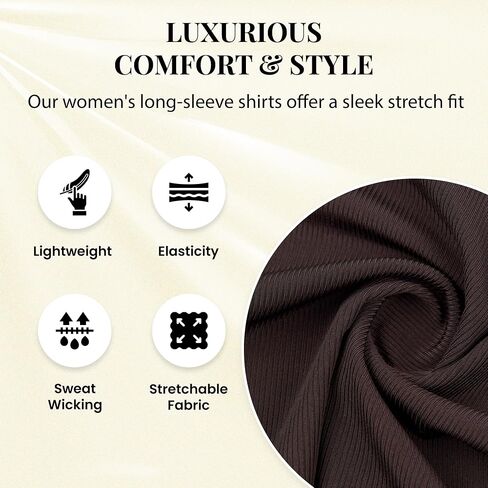 2 Pack Stretch Long Sleeve Workout Tops for Women, Ribbed Scoop Neck Yoga Shirts (Available in Plus) in Saudi Arabia