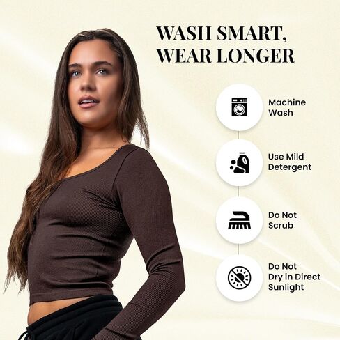 2 Pack Stretch Long Sleeve Workout Tops for Women, Ribbed Scoop Neck Yoga Shirts (Available in Plus) in Saudi Arabia