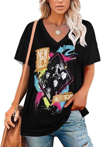 Women Hawaiian Loose Polyester Short-Sleeve Shirts Tops,Vintage V Neck Graphic Tees in Saudi Arabia
