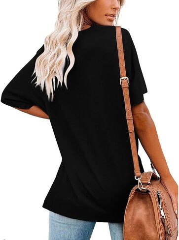 Women Hawaiian Loose Polyester Short-Sleeve Shirts Tops,Vintage V Neck Graphic Tees in Saudi Arabia