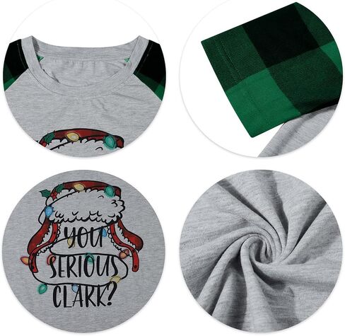Plus Size Women Christmas Shirts You Serious Clark Shirt Christmas Buffalo Plaid Shirts Long Sleeve Baseball Tee in Kuwait