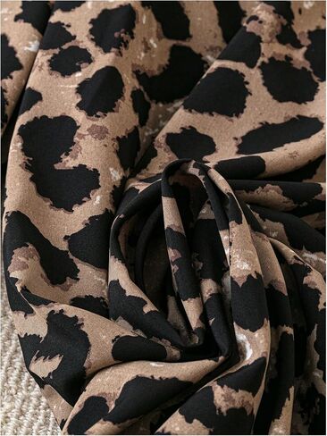 MakeMeChic Women's Plus Size Leopard Print Shirred Elastic Waist Wide Leg Pants Trousers in Saudi Arabia