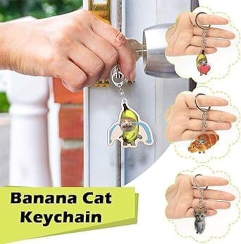 سلسلة مفاتيح JJLFresheners مرحة ولطيفة على شكل قطة، أصوات بكاء تصنع سلسلة مفاتيح لحقائب الظهر وحقائب اليد للبالغين، وحلقات مفاتيح نسائية وإكسسوارات السيارة in Saudi Arabia