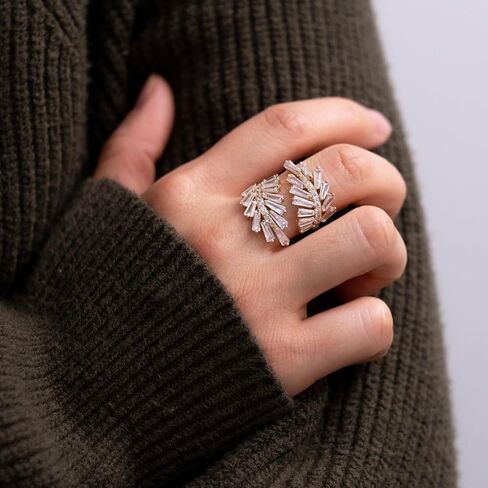 Crystal Cocktail Ring Cross Leaves Fashion Statement in Saudi Arabia
