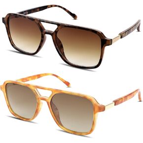Hycredi Retro Aviator Sunglasses for Women Men, Trendy Square Sun Glasses, Vintage Rectangle Womens Shades