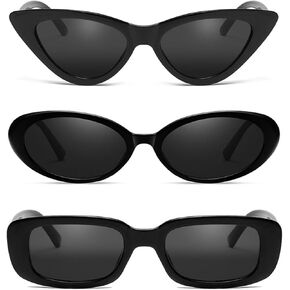 Women's Sunglasses Set, 3 Pieces, Rectangle, Oval, Narrow Cat Eye, Vintage Style