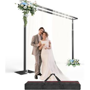 Heavy Duty Backdrop Stand 8.6x10ft, Double Crossbar Pipe and Drape Backdrop Stand Kit, Adjustable Metal Frame, Background Stand Backdrop for Wedding Photography Birthday Party Decorations