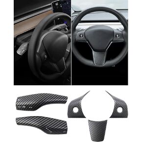 Pink Gear Shift Lever Cover and Steering Wheel Cover Compatible with Tesla Model Y/3 (Pink)