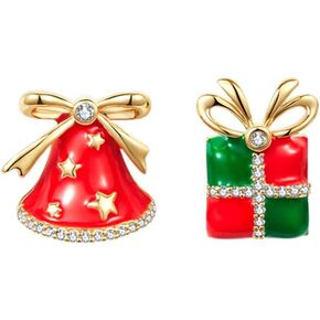 MYANAIL Christmas Gift Rhinestone Elk Stud Earrings for Women Red Crystal Santa Hat Dangle Earrings Necklace Set