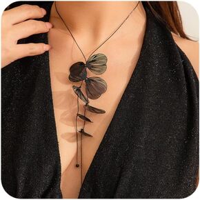 Ginkgo Biloba Leaf Tassel Necklace - Dainty Boho Y Lariat Jewelry for Women, Ideal for Valentine's Day and Birthdays