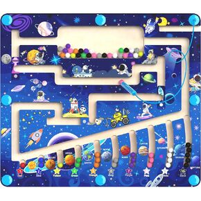 Magnetic Color & Shape Maze - Montessori Wooden Color and Shape Sorting Learning Puzzle Board Toy - Toddler Fine Motor Skills Games for Boys Girls 3 4 5 Years Old Gift