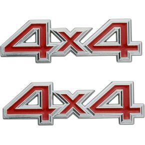 2pc 4X4 Four-Wheel Drive Emblem Badge 3D Letter Metal Emblem Car Side Fender Rear Trunk Emblem Badge Tailgate Sticker Decals (Silver-Black)