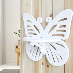 Butterfly Shaped Wall Deor Floating Shelf, Rural Butterfly Shape Storage Rack Wall Shelf Home Decoration Rack for Bedroom Living Room Home Office Decoration, 13 x 4.72 x 10.63in