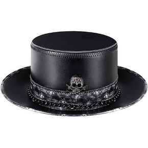 Plague Doctor Hat Leather Steampunk Top Hat for Halloween Costume Adult Props, 33 x 13cm