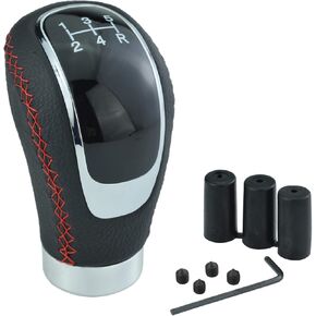 Arenbel 6 Speed Leather Gear Shift Stick Knob Type R Shifter Lever Grip Handle Replacement Fit Most Auto Manual Vehicless, Black
