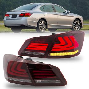 VLAND LED Tail lights Assembly Fit for 2013-2015 Honda Accord 9th Gen Sedan, with Sequential Turn Signal, Smoked