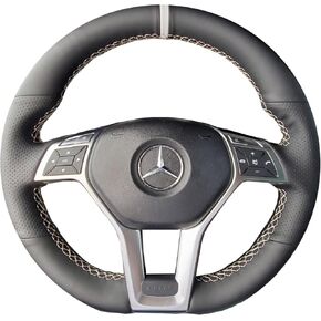 Hand-Stitched Steering Wheel Wrap for Mercedes C-Class W204/E-CLASS W212 W207/SLK-Class C172/CLA-CLASS W117/CLS-Class C218 2012 2013 2014 Interior Steering Wheel Protection Skin Cover Accessories