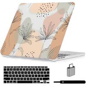 LanBaiLan Case Compatible for MacBook Air 13.6 inch M3 M2 Chip 2022 2023 2024 Release with Liquid Retina Display Touch ID Model A2681 A3113, Plastic Hard Shell Case & Keyboard Cover, Watercolor Flower