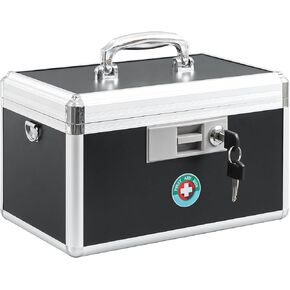 KYODOLED Locking Key Medicine Box,First Aid Key Safe Box with Lock,Key Medication Storage Lock Box for Drugs Use, 12.2'' x 7.8'' x 8.2'' White