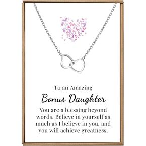 VIY Personal Card Bonus daughter gifts, Bonus daughter necklace, Step daughter gifts from stepmom, To my bonus daughter jewelry, Bonus daughter gifts from stepdad, Step daughter necklace