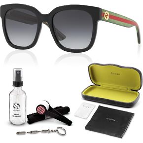 Gucci GG 0034SN Woman Sqaure Shape Sunglasses + Bundle with eSHADES Luxury Eyewear Kit