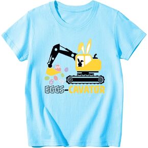 Boys Girls Easter Shirts Bunny Tshirt Short Sleeve Cotton Tee Funny Rabbit Graphic Tshirts 3-12 Years in Kuwait