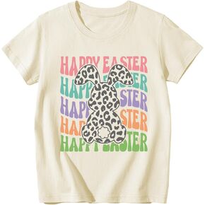 Boys Girls Easter Shirts Bunny Tshirt Short Sleeve Cotton Tee Funny Rabbit Graphic Tshirts 3-12 Years