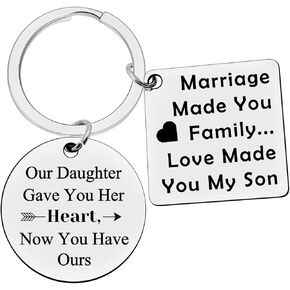 Son in Law Keychain Son in Law Gifts Wedding Jewelry for Groom from Mother in Law Love Made You My Son Keyring Future Son Gift Groom to Be Gift from Father in Law Christmas Birthday Engagement Gifts