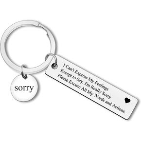 Apology Gift Sorry Keychain I'm Sorry Gifts for Her Him Funny Gift for Apologizing Sorry Jewelry Gift for Family Best Friend Sister Coworker Cousin Funny Apology Keyring Sorry Gift for Girlfriend Wife