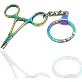 Needle Holder Keychain, Stainless Steel, Rainbow Color