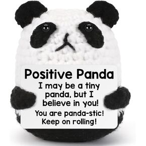Mini Positive Crochet Animals Positive Panda Emotional Motivational Support Handmade Panda Inspirational Cute Stuff for Friend Sister Daughter Coworker Xmas Christmas Stocking Stuffers Birthday Gifts