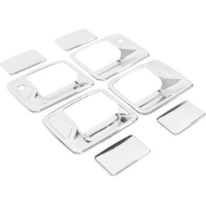 NewYall Chrome Exterior Door Handle Covers with Passenger Keyhole Set for Ford F-250 F-350 F-450 Super Duty Crew Cab 1999-2016 Excursion 2000-2005 Outer Front Rear Left Driver Right Passenger Side