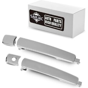 Set of 2 Exterior Chrome Car Door Handles | Fits 2003-2011 Infiniti FX35, FX45; 2003-2007 Nissan Murano; 2010-2015 Nissan Rogue | Durable Front Driver Keyhole & Rear Handles | Replace# 82646