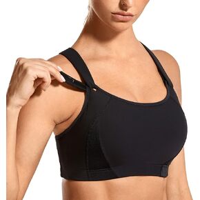 SYROKAN Women's Sports Bra High Impact Front Adjustable Support Lightly Padded Wireless Racerback Workout Running in Kuwait
