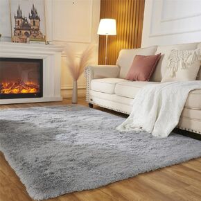 EasyJoy Super Soft Rugs for Living Room, Area Rugs for Bedroom 8x10 Light Gray Fluffy Room Rug, Large Shag Throw Rug for Nursery Kids Room, Cute Mordern Fuzzy Rug for Playroom