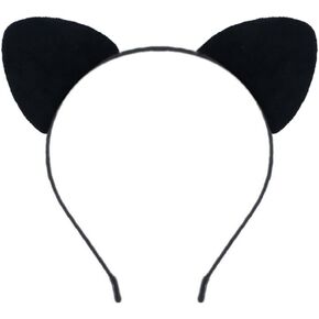 Furry Cat Ears Headband Cat Women Hairband Halloween Party Cospaly Costume Accessory Black