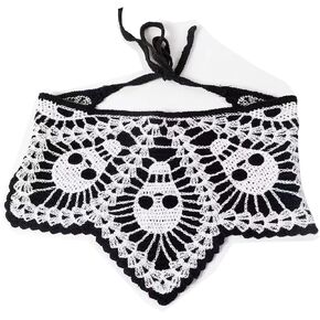 ​Crochet Bandanas for Women Gothic Crochet Bandana Scarf Black Skull Crochet Head Scarf Black Crochet Headband Halloween Knitted Headscarf