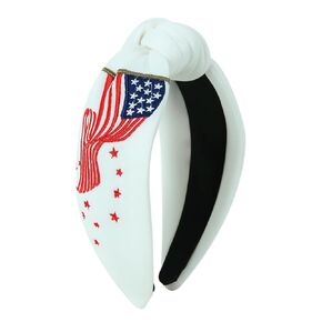 American Flag Headband Independence Day Glitter Sequin Headband Women Knotted Patriotic Hair Band Holiday Fashion Hair Accessories for Women Girls