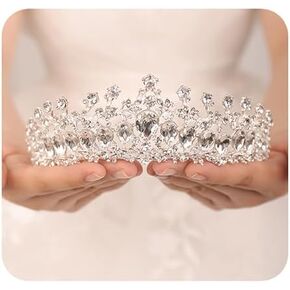 JWICOS Crystal Tiara and Crown for Women Elegant Queen Tiara for Girls Wedding Tiara Headband for Brides Prom Party Pageant