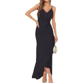 meilun Women's Fishtail Wedding Guest Dress with Bow-Knot Ruffle Cocktail Party Dress