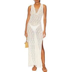 Bsubseach Bathing Suit Cover Up for Women Sexy Hollow Out Crochet Cover Up Sheer Dress Swimsuit Cover Up P-White