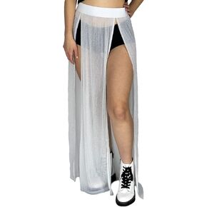 Shop Delfina Sheer High Waisted Maxi Sparkle Skirt Cover Up Rave Wear Women's