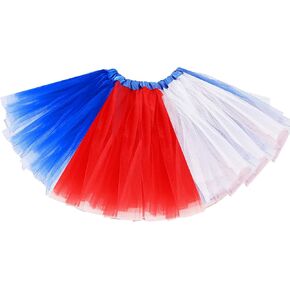 4th of July Tutu Tulle Skirt for Girls Women, Red White Blue Tutu Skirt Kids Adult Independence Day Patriotic Costume Unisex