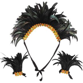 Crystal Brick Feather Shawl and 1 Pair of Wrist Cuffs for Halloween Mardi Gras Feather Cape Costumes Accessories