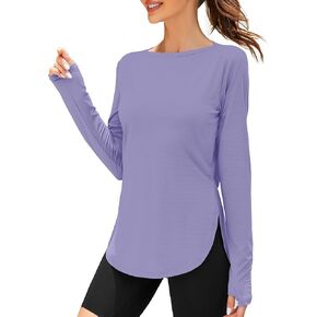 ZHENWEI Sun Shirts for Women Long Sleeve UV Protection Cooling Rash Guard Workout Gym Tops Loose Fit Outdoor Activewear (Purple, Medium)