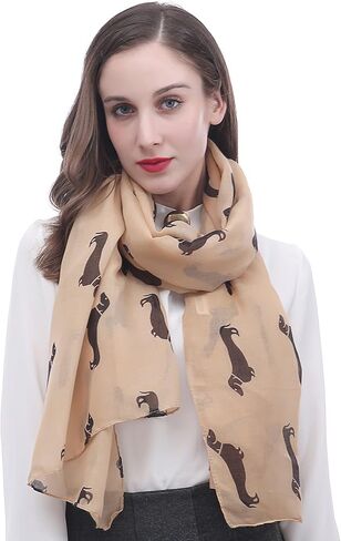 Dachshund Dog Print Women's Scarf Shawl Wrap Lightweight in Kuwait
