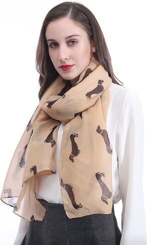 Dachshund Dog Print Women's Scarf Shawl Wrap Lightweight in Kuwait